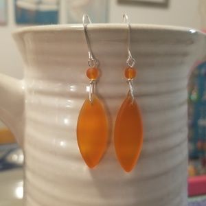 Tangerine Beachglass Earrings
